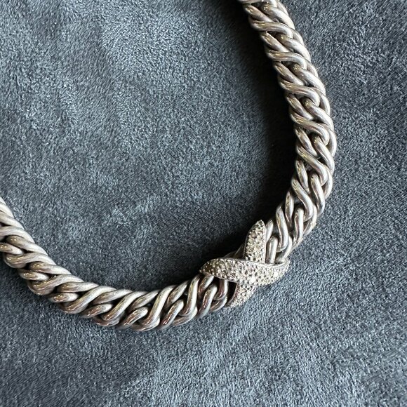 David Yurman Diamond X Chain Necklace w/ White Diamonds - Picture 6 of 16